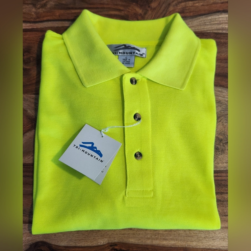 Tri-Mountain Men's Neon Safety Yellow Polo Shirt